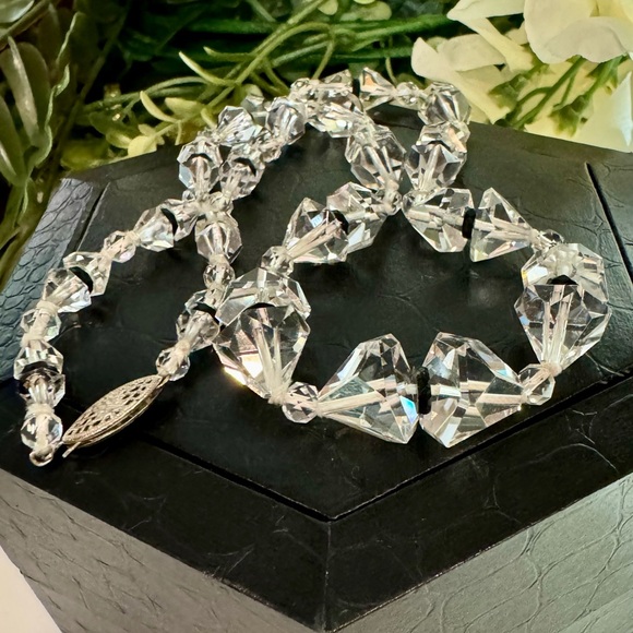 Vintage Handmade Swarovski Crystal Necklace & Earrings Matching Jewelry set 14k - Picture 10 of 16